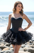 Strapless Crystal Mesh A Line Dress Black