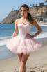 Strapless Crystal Mesh A Line Dress Pink