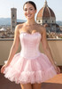 Strapless Crystal Mesh A Line Dress Pink