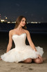 Strapless Crystal Mesh A Line Dress Ivory