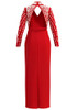 Long Sleeve Pearl Backless Maxi Dress Red