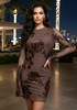 Long Sleeve Floral Dress Brown