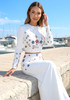 Long Sleeve Embellished Two Piece Maxi Dress White