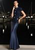 Short Sleeve Two Piece Maxi Dress Navy Blue