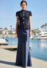Short Sleeve Two Piece Maxi Dress Navy Blue