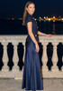 Short Sleeve Two Piece Maxi Dress Navy Blue