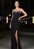 Strapless Crystal Neckline Maxi Dress Black
