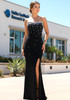 Strapless Crystal Neckline Maxi Dress Black