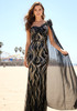 One Shoulder Sequin Maxi Dress Black Gold