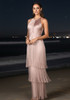 Halter Tassel Maxi Dress Nude Pink