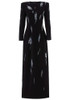 Long Sleeve Embellished Details Maxi Dress Black