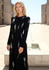 Long Sleeve Embellished Details Maxi Dress Black