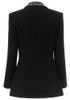 Long Sleeve Crystal Lapel Blazer Black