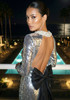 Long Sleeve Sequin Backless Bow Maxi Dress Silver