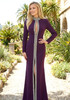Long Sleeve Crystal Trim Maxi Dress Plum