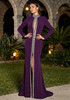 Long Sleeve Crystal Trim Maxi Dress Plum