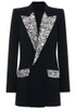 Crystal Lapel Blazer Dress Black