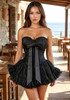 Strapless Lace A Line Corset Dress Black