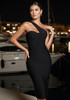 One Shoulder Bustier Midi Dress Black
