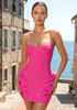 Strapless Ruffle Dress Hot Pink