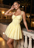 Broderie Corset Detail Skater Dress Yellow