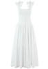 Button Detail A Line Midi Dress White