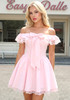 Bardot Bow Lace A Line Dress Pink