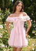 Bardot Bow Lace A Line Dress Pink