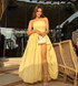Strapless Corset Puff Maxi Dress Yellow