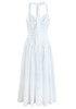 Halter Bustier Skater Midi Dress White