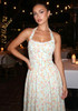Halter Bustier Skater Midi Dress Floral Green
