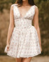 Floral Crochet Trim A Line Dress White