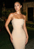 Strapless Pearl Embellished Maxi Dress Nude