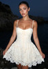 Floral Crochet Skater Dress Ivory