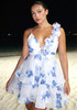 Floral Ruffle Skater Dress Blue