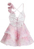 Floral Ruffle A Line Dress Pink