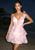 Floral Ruffle Skater Dress Pink