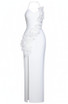 Halter Floral Pearl Maxi Dress White