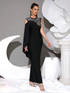 Cape Sleeve Crystal Maxi Dress Black