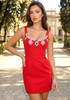Crystal Neckline Dress Red