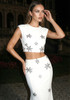 Crystal Flower Detail Two Piece Maxi Dress White