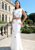 Crystal Flower Detail Two Piece Maxi Dress White