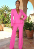 Long Sleeve Peplum Suit Hot Pink