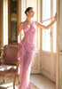 Halter Sparkly Two Piece Maxi Dress Pink