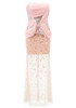 Strapless Draped Sequin Maxi Dress Pink