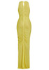 Embellished Ruched Maxi Dress Yellow