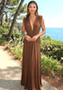 Backless Draped Maxi Dress Brown
