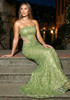 Strapless Sequin Mesh Insert Maxi Dress Green