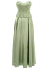 Strapless Embellished Lace Maxi Dress Green