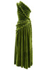 One Shoulder Maxi Velvet Dress Green